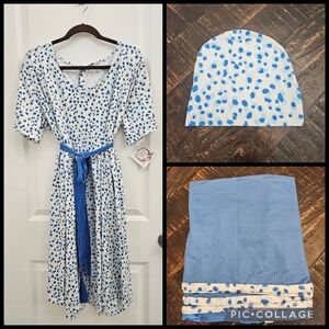 Blue Leopard Print Nursing Gown Set
